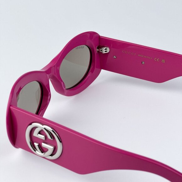 Gucci GG1696S 004 BRAND NEW Sunglasses Fuchsia Pink Grey Women Oval - Picture 8 of 10